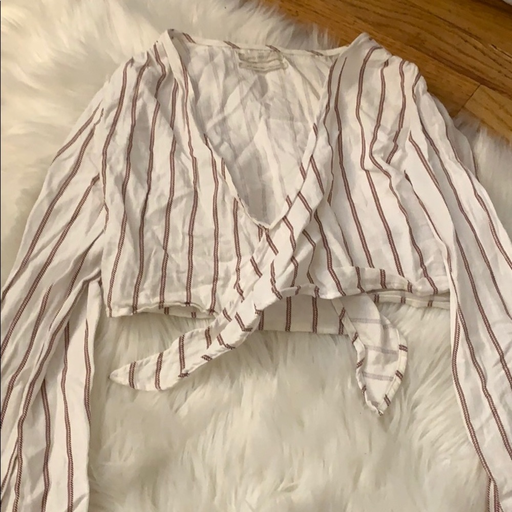 Wrap top (cropped) with bell sleeves